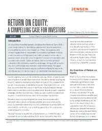 Return on Equity: a Compelling Case for Investors