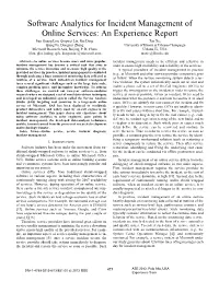 Software Analytics for Incident Management of Online Services: An