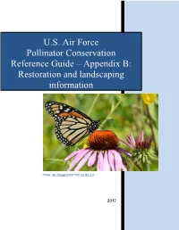 US Air Force Pollinator Conservation Reference Guide – Appendix B