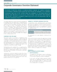 Corporate Governance Overview Statement