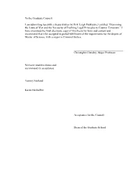 Examining the Laws of War and the Necessity of Evolving Legal Principles to Counter Terrorism