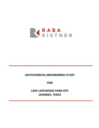 Geotechnical Engineering Study for Lake Lakewood