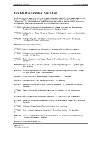 Schedule of Designations - Appendices