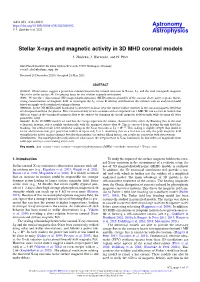 Stellar X-Rays and Magnetic Activity in 3D MHD Coronal Models J