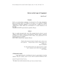 Advice on the Logic of Argument†