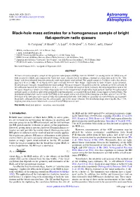 Black-Hole Mass Estimates for a Homogeneous Sample of Bright Flat-Spectrum Radio Quasars