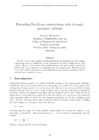Extending Euclidean Constructions with Dynamic Geometry Software