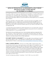 Notice of Preparation of an Environmental Impact Report and Notice of Public Scoping Meeting for the Permit 21112 Project