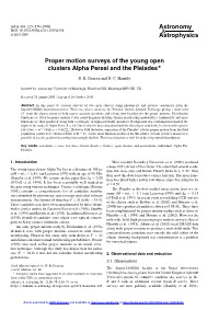 Proper Motion Surveys of the Young Open Clusters Alpha Persei and the Pleiades