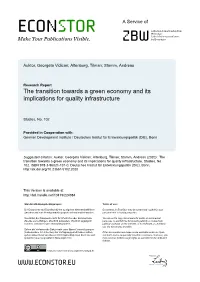 The Transition Towards a Green Economy and Its Implications for Quality Infrastructure