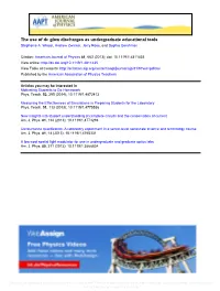 The Use of Dc Glow Discharges As Undergraduate Educational Tools Stephanie A