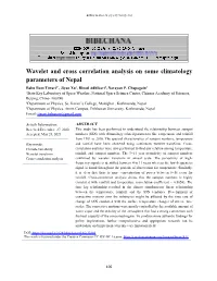 Wavelet and Cross Correlation Analysis on Some Climatology Parameters of Nepal Babu Ram Tiwari1*, Jiyao Xu1, Binod Adhikari2, Narayan P