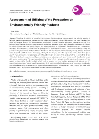 Assessment of Utilizing of the Perception on Environmentally Friendly Products