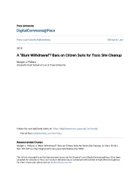 Bars on Citizen Suits for Toxic Site Cleanup