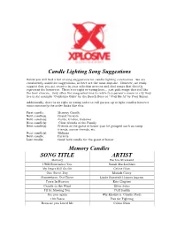 Candle Lighting Song Suggestions