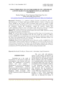 Characterization and Analysis Kombucha Tea Antioxidant Activity Based on Long Fermentation As a Beverage Functional