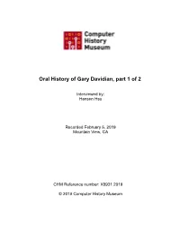 Oral History of Gary Davidian, Part 1 of 2