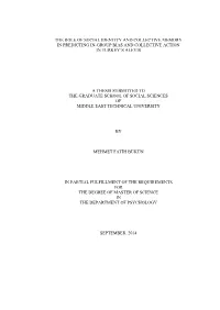 The Role of Social Identity and Collective Memory in Predicting In-Group Bias and Collective Action in Turkey‟S Alevis