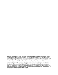Throughout 1-2 Kings, the Reader Encounters References to Books in Which He Or She May Find Further Information About the King Just Described in the Biblical Text