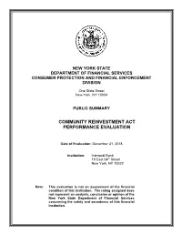 Community Reinvestment Act Performance Evaluation