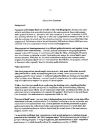 EXECUTIVE SUMMARY Background Economic Performance Has Been