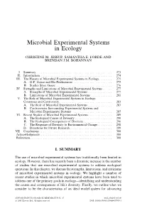 Microbial Experimental Systems in Ecology