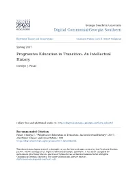 Progressive Education in Transition: an Intellectual History