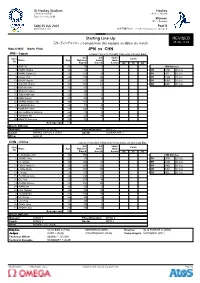 REVISED Starting Line-Up JPN Vs