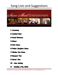 Song Lists and Suggestions