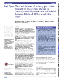 The Contribution of Primary Prevention Medication and Dietary Change in Coronary Mortality Reduction in England Between 2000 and 2007: a Modelling Study