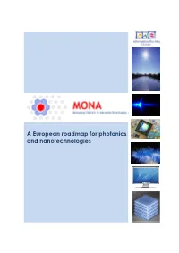 A European Roadmap for Photonics and Nanotechnologies Contents