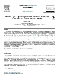 A Phonological Effect of Phasal Boundaries in the Construct State Of