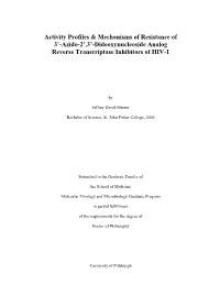 Azido-2',3'-Dideoxynucleoside Analog Reverse Transcriptase Inhibi