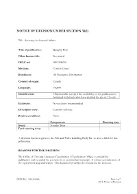 Classification Office's R13 Classification Decision for Naughty