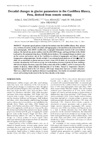 Decadal Changes in Glacier Parameters in the Cordillera Blanca, Peru, Derived from Remote Sensing