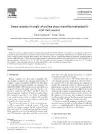 Dense Ceramics of Single-Crystalline-Phase Osumilite Synthesized by Solid-State Reaction