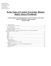 In the Name of Counter-Terrorism: Human Rights Abuses Worldwide