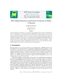 Well-Founded Functions and Extreme Predicates in Dafny: a Tutorial