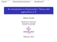 An Introduction to Psychometric Theory with Applications in R