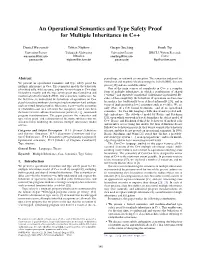 An Operational Semantics and Type Safety Proof for Multiple Inheritance in C++