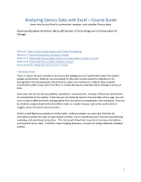 Analyzing Census Data with Excel – Course Guide Learn How to Use Excel to Summarize, Analyze, and Visualize Census Data