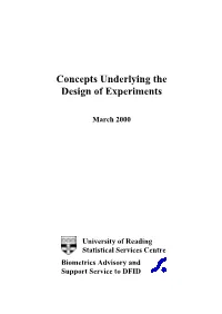 Concepts Underlying the Design of Experiments