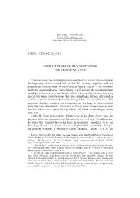 On Four Types of Argumentation for Classical Logic
