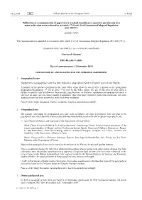 Publication of a Communication of Approval of a Standard Amendment to a Product Specification for a Name in the Wine Sector Refe