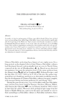 THE EPIPALEOLITHIC in CHINA ZHANG SENSHUI Abstract