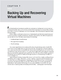 Backing up and Recovering Virtual Machines