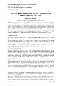 Development and Railways in Bolivia. 1870-19041