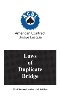 Laws of Duplicate Bridge
