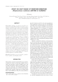 STUDY on HOST RANGE of RENIFORM NEMATODE (Rotylenchulus Reniformis LINFORD & OLIVEIRA)1)