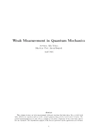 Weak Measurement in Quantum Mechanics